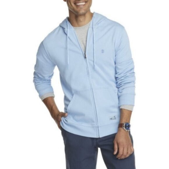 NEW! Izod Saltwater French Terry Full Zip Hooded Sweatshirt - Picture 1 of 4